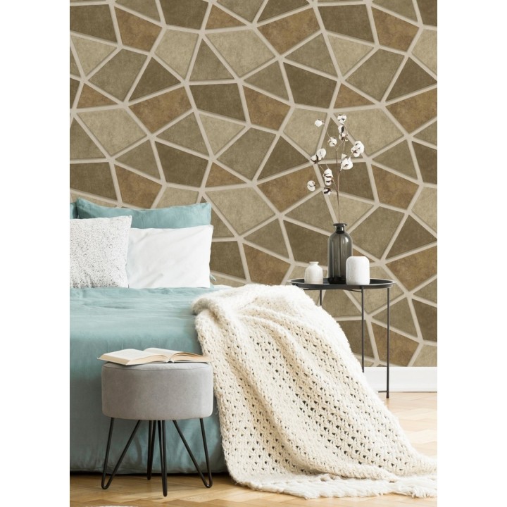 Papel pintado mosaico de piedra tonos ocre - Newton Hill 679304
