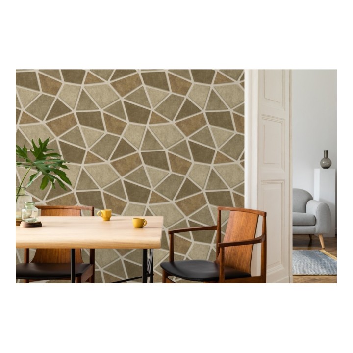 Papel pintado mosaico de piedra tonos ocre - Newton Hill 679304