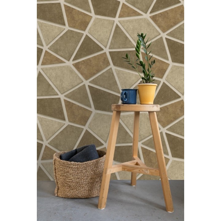 Papel pintado mosaico de piedra tonos ocre - Newton Hill 679304