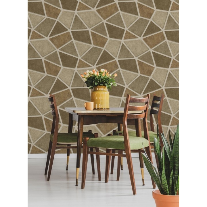Papel pintado mosaico de piedra tonos ocre - Newton Hill 679304