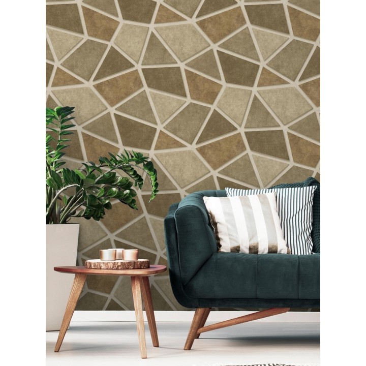 Papel pintado mosaico de piedra tonos ocre - Newton Hill 679304