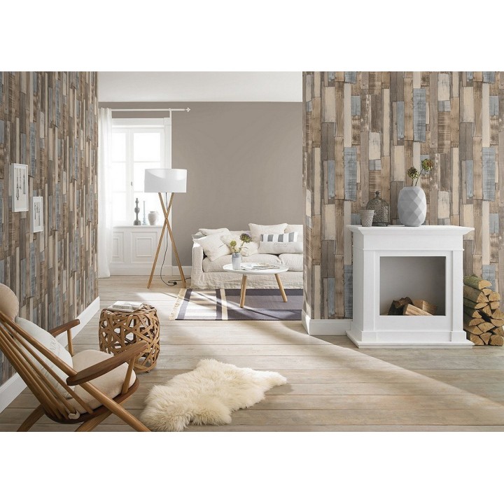 Papel pintado tablas de madera natural beige estilo nórdico - Portimao 6889