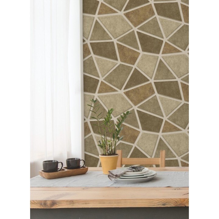 Papel pintado mosaico de piedra tonos ocre - Newton Hill 679304
