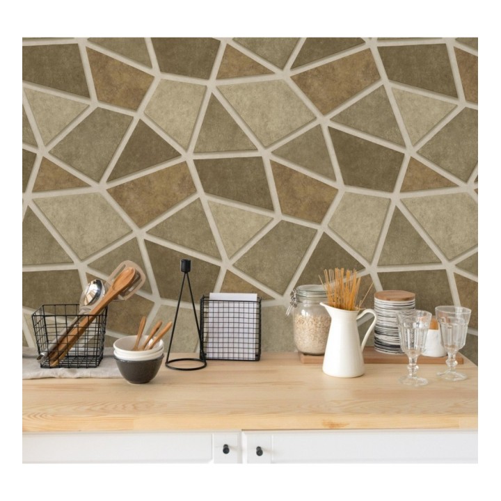 Papel pintado mosaico de piedra tonos ocre - Newton Hill 679304
