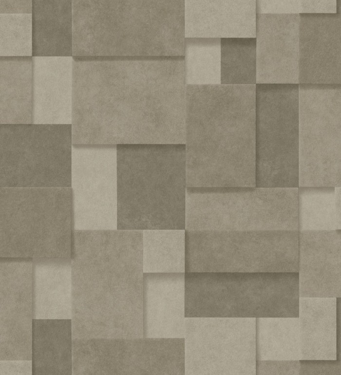 Papel pintado rectángulos geométricos texturizado tonos marrones - Denver Stone 679305