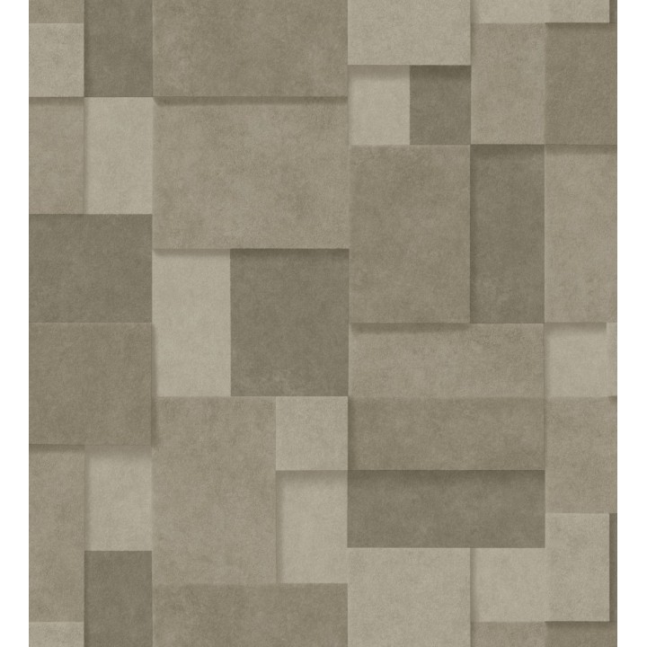 Papel pintado rectángulos geométricos texturizado tonos marrones - Denver Stone 679305