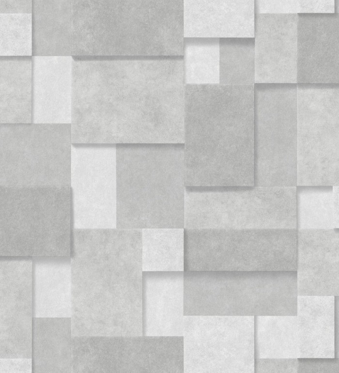 Papel pintado rectángulos geométricos texturizado gris claro - Denver Stone 679306