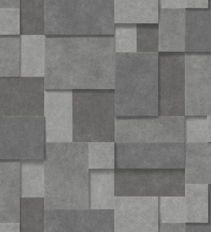 Papel pintado rectángulos geométricos texturizado tonos grises - Denver Stone 679307