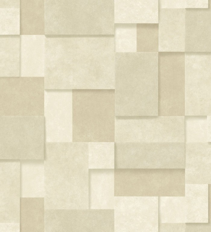 Papel pintado rectángulos geométricos texturizado tonos beige - Denver Stone 679308