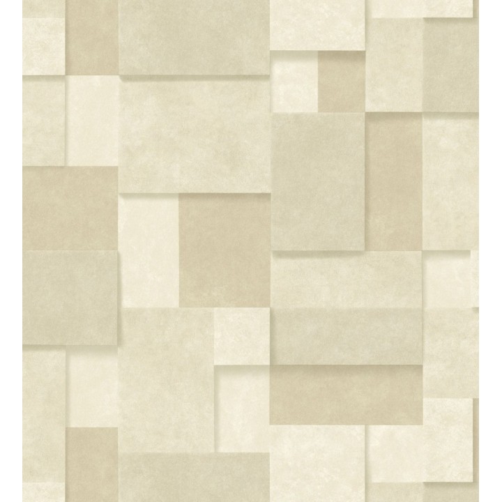 Papel pintado rectángulos geométricos texturizado tonos beige - Denver Stone 679308