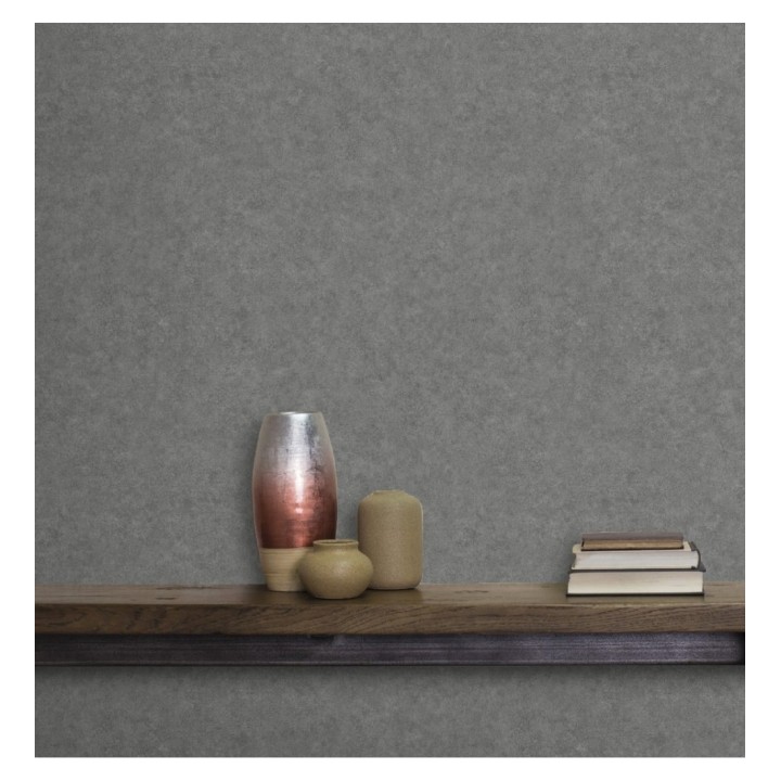 Papel pintado liso texturizado gris - Stuart Hall 679313
