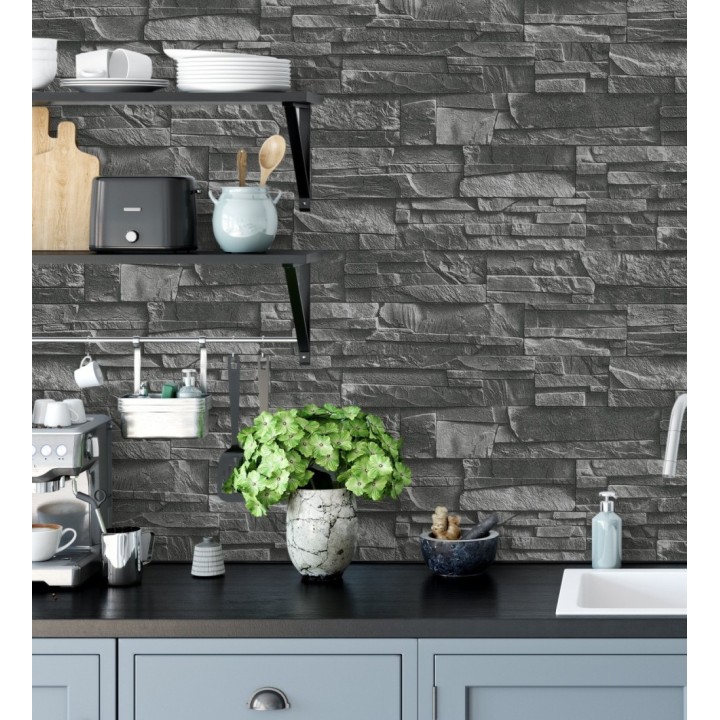 Papel pintado piedra pizarra lujoso superlavable vinílico - Verius 6899