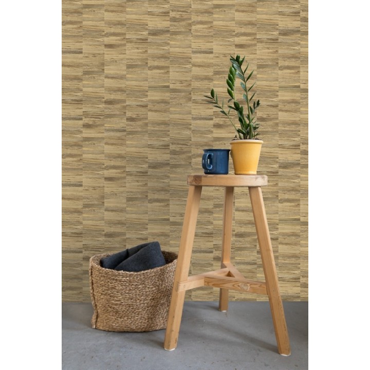 Papel pintado mosaico efecto madera a rayas - Oxford Stone 679321