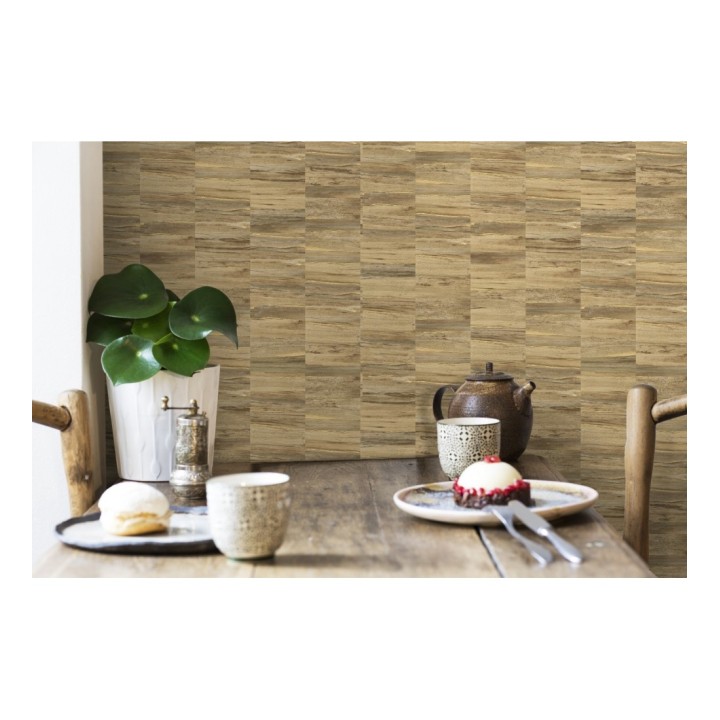 Papel pintado mosaico efecto madera a rayas - Oxford Stone 679321
