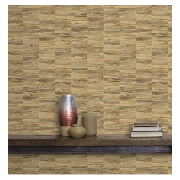 Papel pintado mosaico efecto madera a rayas - Oxford Stone 679321