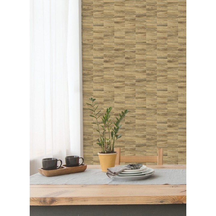 Papel pintado mosaico efecto madera a rayas - Oxford Stone 679321