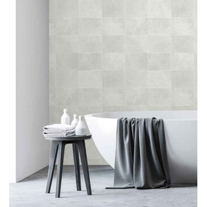 Papel pintado azulejo blanco texturizado - Bergamo 679323