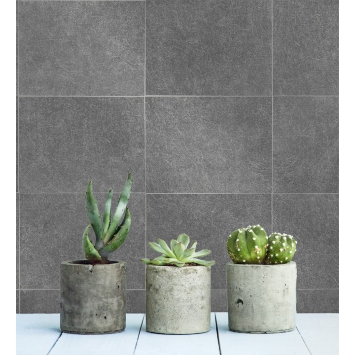 Papel pintado azulejo gris texturizado - Bergamo 679324