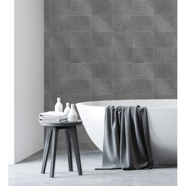 Papel pintado azulejo gris texturizado - Bergamo 679324
