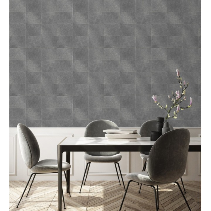 Papel pintado azulejo gris texturizado - Bergamo 679324