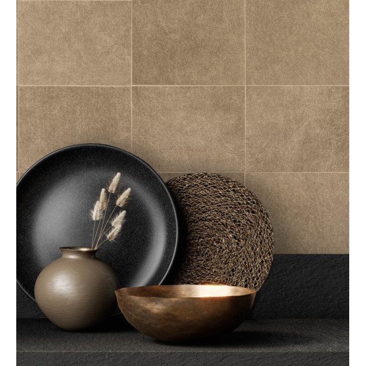 Papel pintado azulejo marron texturizado - Bergamo 679325