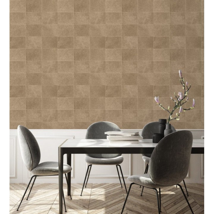 Papel pintado azulejo marron texturizado - Bergamo 679325