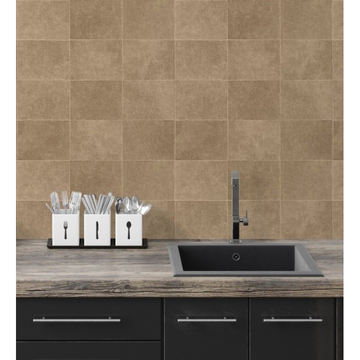 Papel pintado azulejo marron texturizado - Bergamo 679325