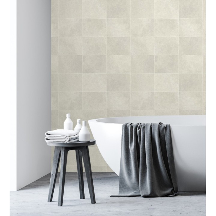 Papel pintado azulejo beige claro texturizado - Bergamo 679326