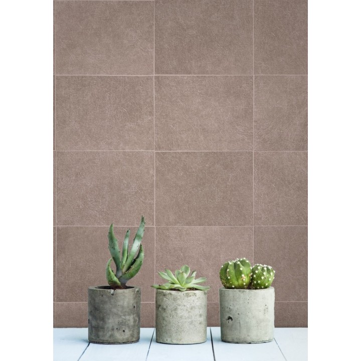 Papel pintado azulejo rosado palido texturizado - Bergamo 679327