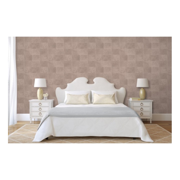 Papel pintado azulejo rosado palido texturizado - Bergamo 679327