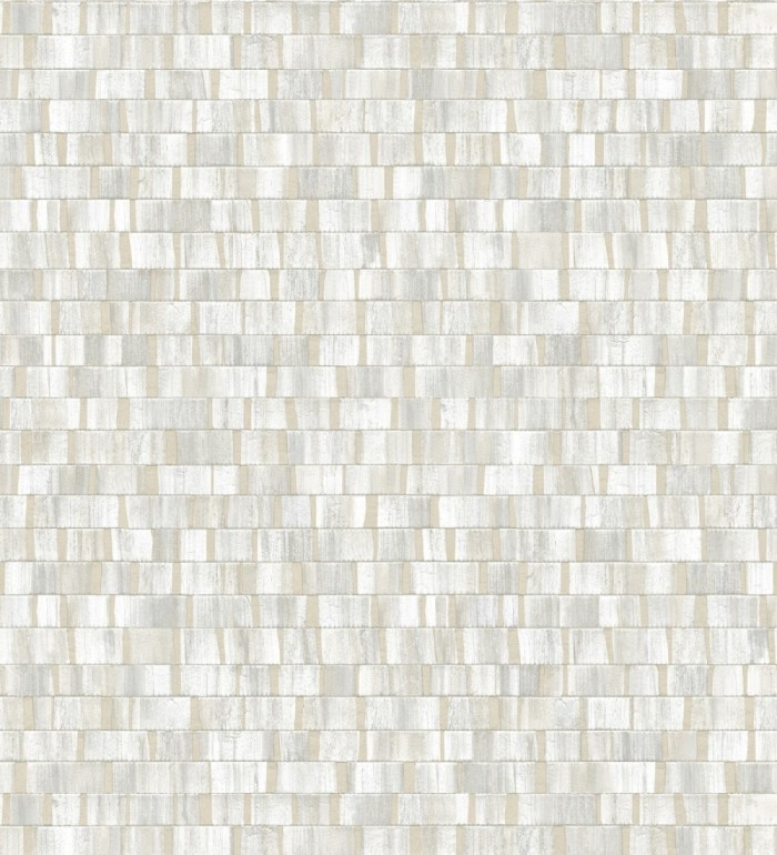 Papel pintado mosaico tonos blancos efecto madera - Nantes Stone 679337