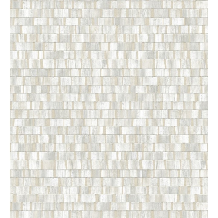 Papel pintado mosaico tonos blancos efecto madera - Nantes Stone 679337