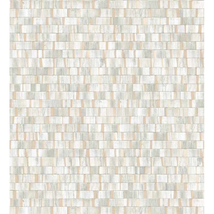 Papel pintado mosaico gris efecto madera con vetas doradas - Nantes Stone 679339