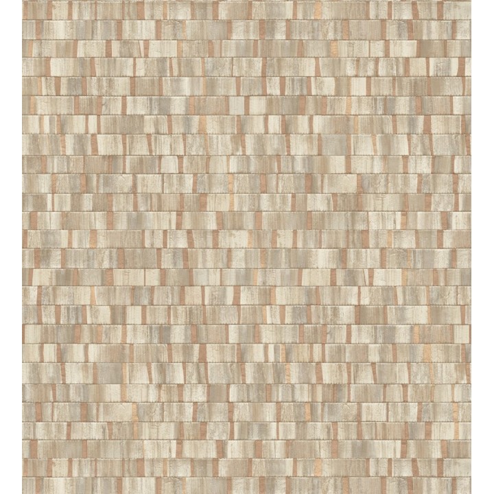 Papel pintado mosaico tonos beige oscuro efecto madera - Nantes Stone 679340