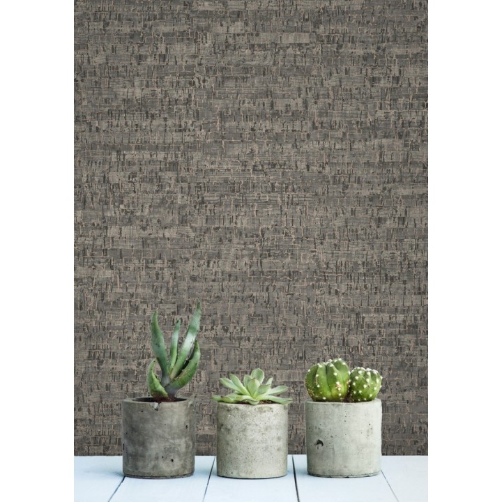 Papel pintado imitación corcho texturizado tonos gris oscuro - Mileto 679347