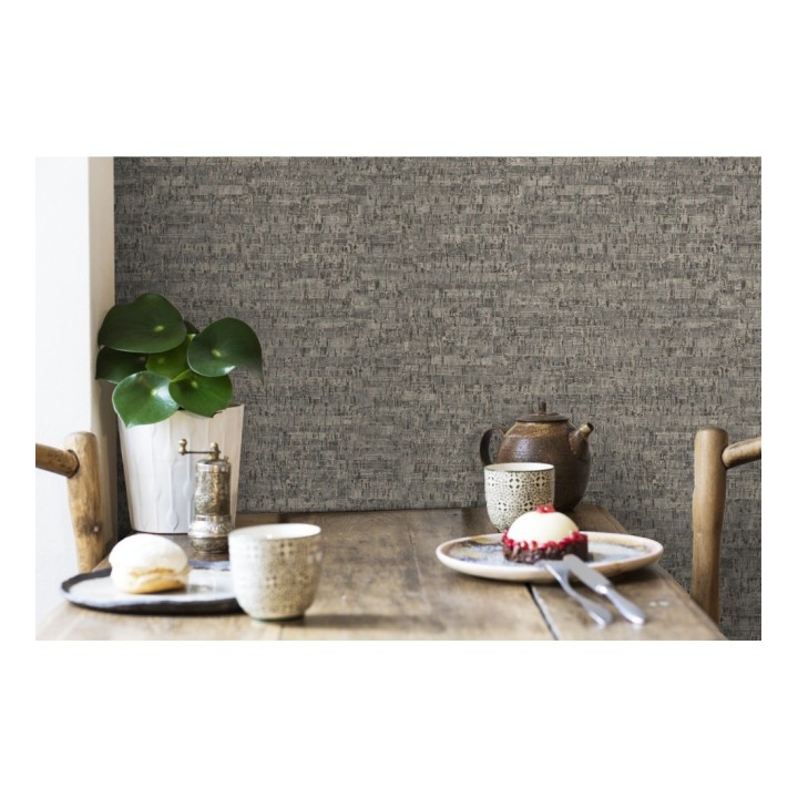 Papel pintado imitación corcho texturizado tonos gris oscuro - Mileto 679347