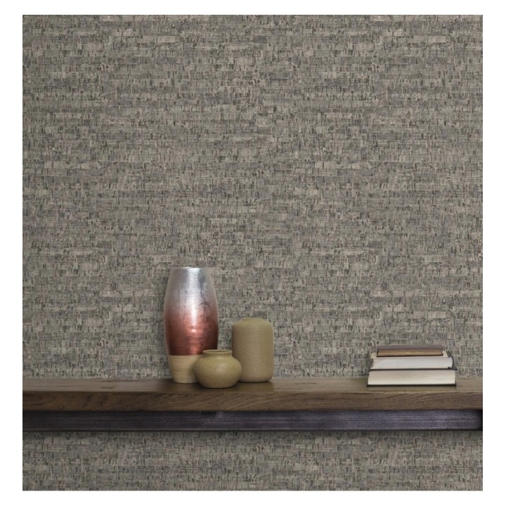 Papel pintado imitación corcho texturizado tonos gris oscuro - Mileto 679347