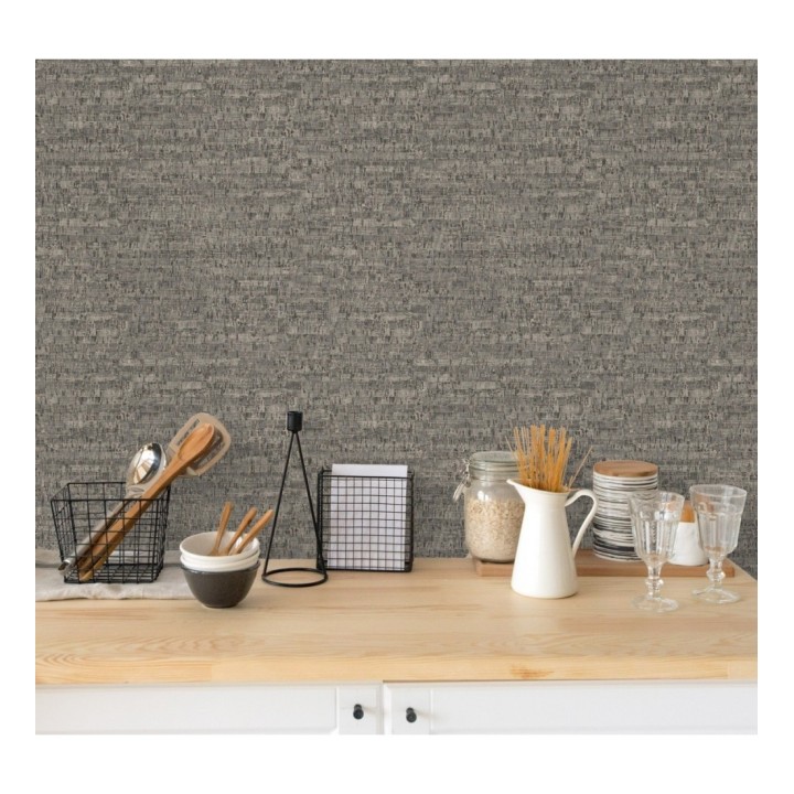 Papel pintado imitación corcho texturizado tonos gris oscuro - Mileto 679347