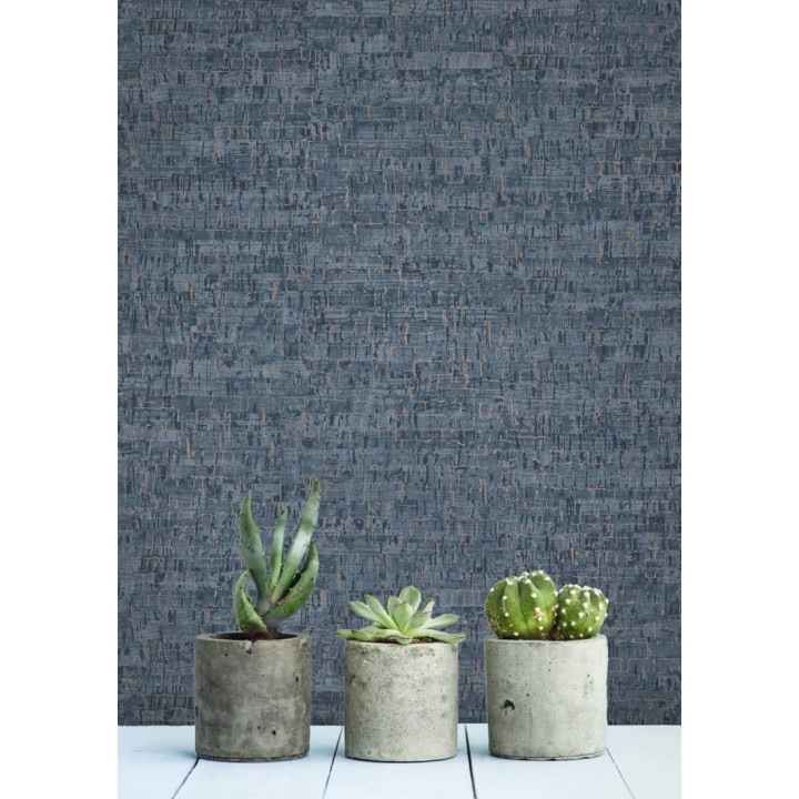 Papel pintado imitación corcho texturizado tonos azules - Mileto 679350