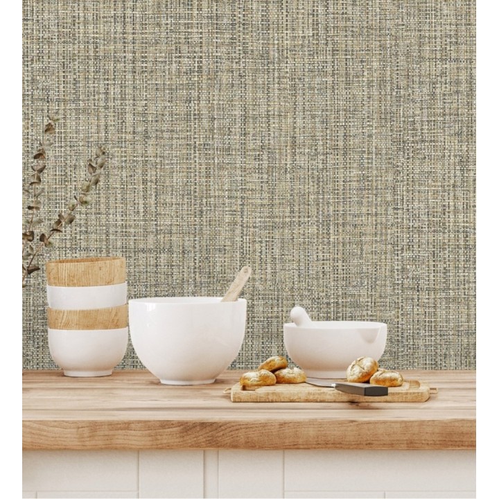 Papel pintado con textura textil tonos grises oscuros y claros - Tamil Fabric 679356