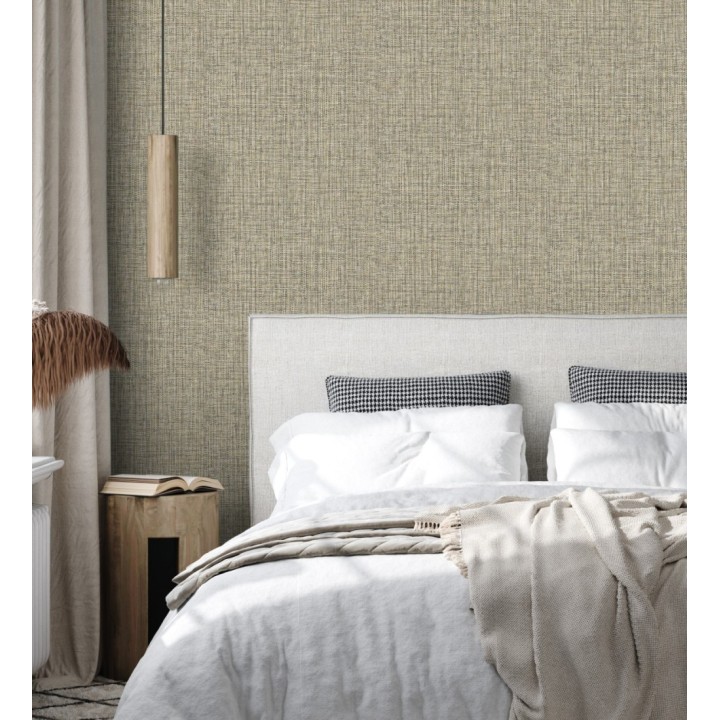 Papel pintado con textura textil tonos grises oscuros y claros - Tamil Fabric 679356