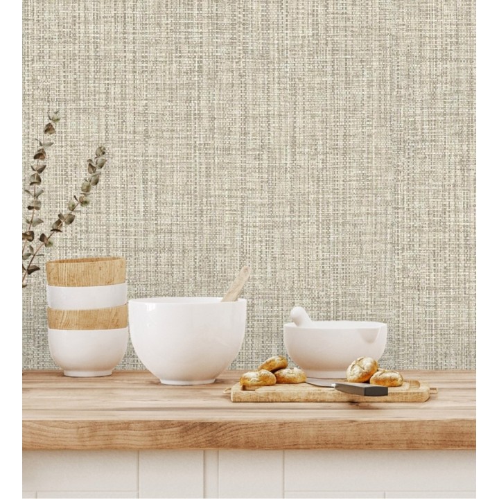 Papel pintado con textura textil tonos blancos y grises - Tamil Fabric 679357