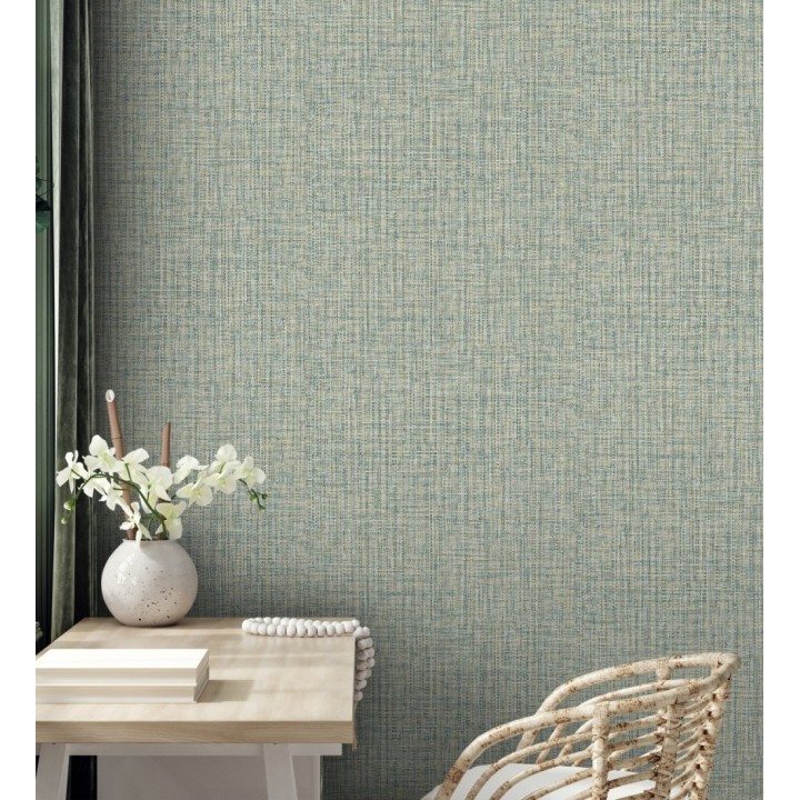 Papel pintado con textura textil tonos turquesas - Tamil Fabric 679359