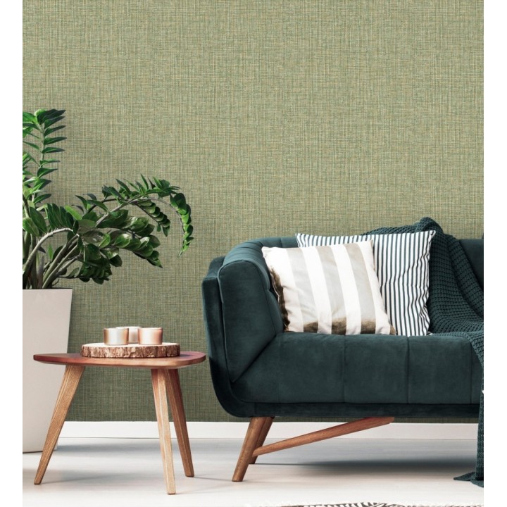 Papel pintado con textura textil tonos verdes - Tamil Fabric 679361
