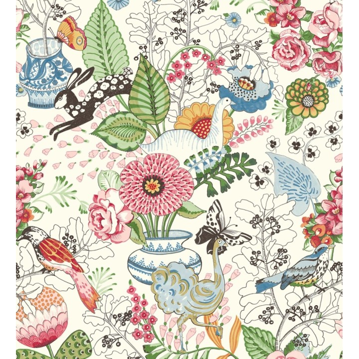 Papel pintado romántico con mariposas conejos y ocas - Sophie Blossom 679375