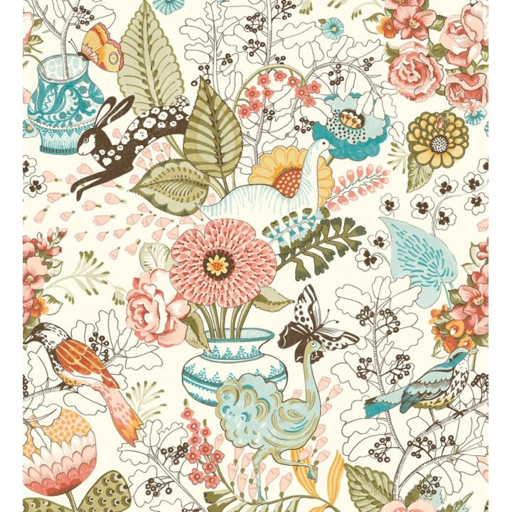 Papel pintado romántico con mariposas conejos y ocas - Sophie Blossom 679376
