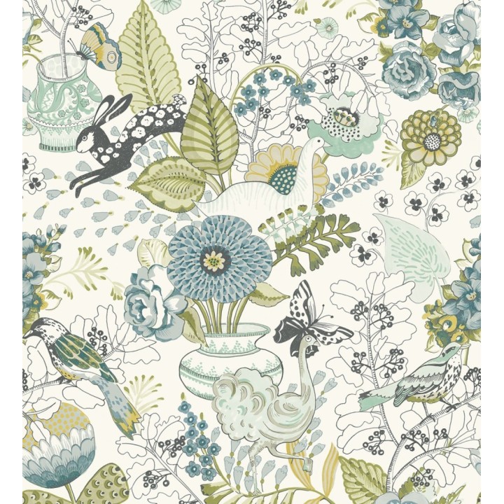 Papel pintado romántico con mariposas conejos y ocas - Sophie Blossom 679377