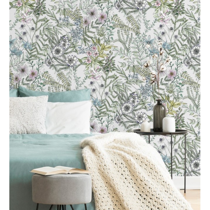 Papel pintado flores y hojas silvestres - Marseille 679379