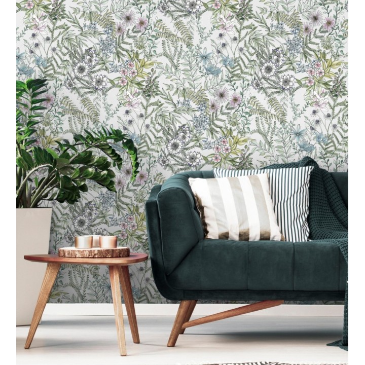 Papel pintado flores y hojas silvestres - Marseille 679379