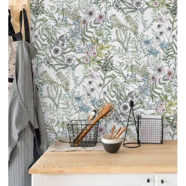 Papel pintado flores y hojas silvestres - Marseille 679379